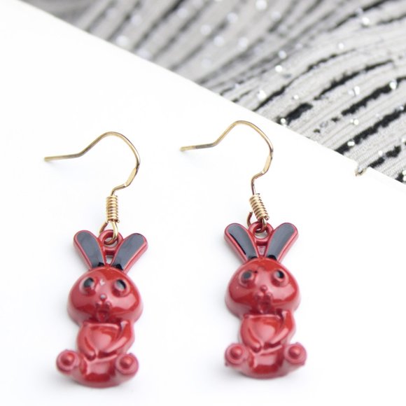 🌺925 Sterling silver hook Red cartoon earring - Picture 2 of 13